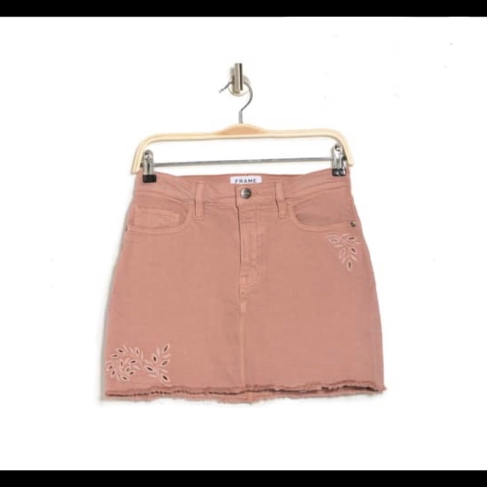 NWT FRAME Dusty Rose Foliage Denim Skirt